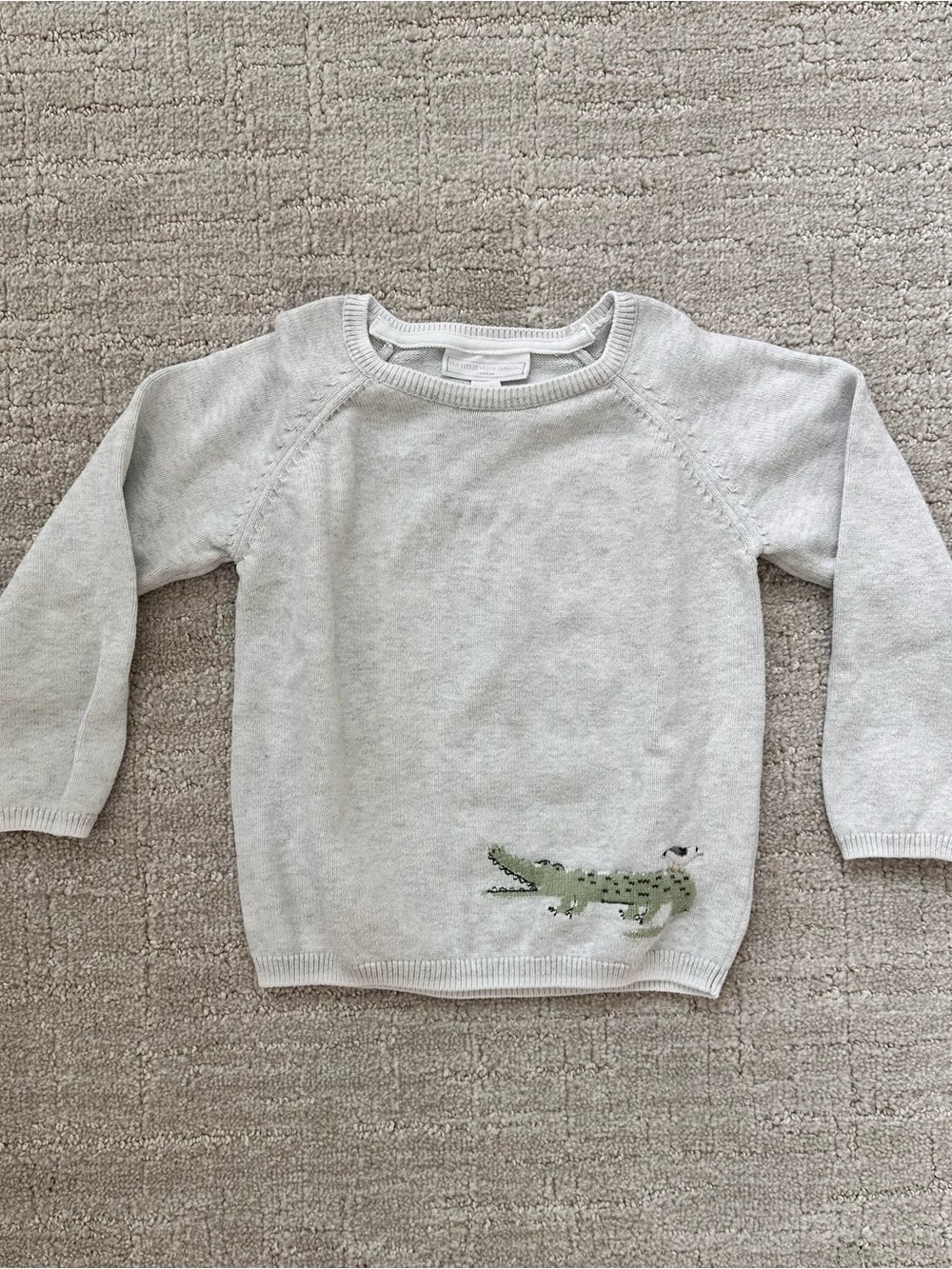 The Little White Company off-white cotton sweater with Crocodile stitching